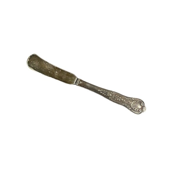 Antique Silver Plated Butter Knife With Ornate Handle 6 inch Length Vintage Flat - Picture 4 of 5